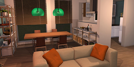 example room design Kitchen-Living Room